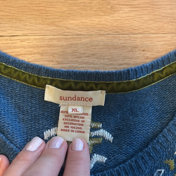 Sundance Button Down Blue Embroidered Sweater - Picture 4 of 7